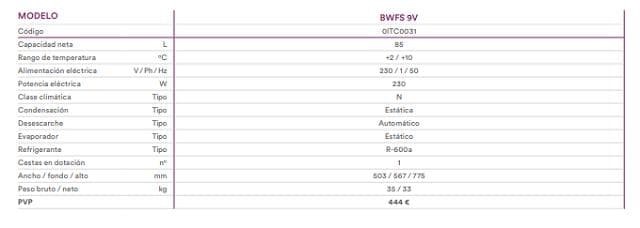 Foto 2 Armario de vinos BWFS 9V