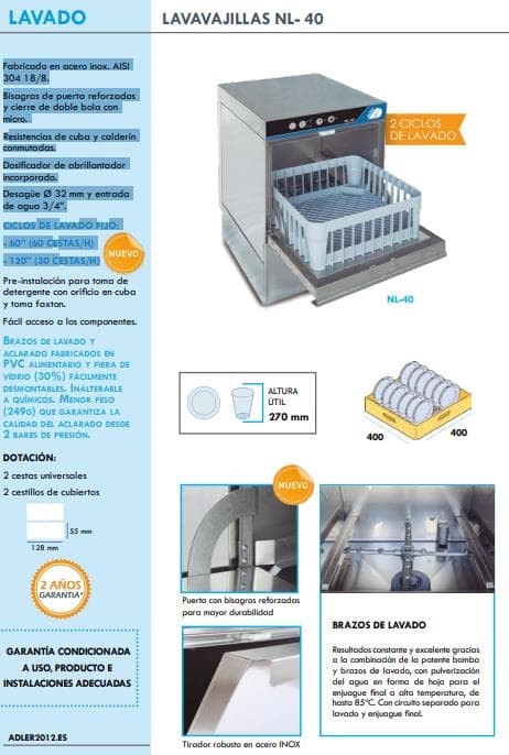 Foto 2 Lavavajillas industrial adler NL-40