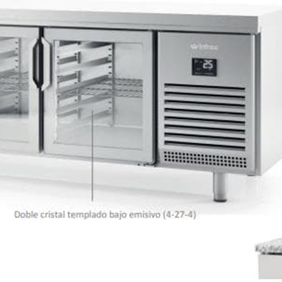 Mesa refrigeración Euronorma 600×400 puerta de cristal Serie 800 MR 2190 CR
